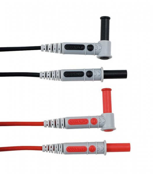 Chauvin Arnoux Messleitungen, mit 4mm gerade/Winkel Stecker, 1,5m-15A-CATIV-1000V-Silikon, rot+schwarz, P01295453Z
