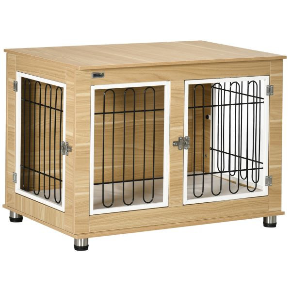 PawHut Hundekäfig, Hundehütte für Mittelegroße Hunde, Hundebox mit Kissen, D02-138V01AK