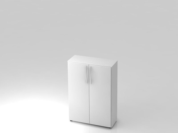 Hammerbacher Schrank 3OH 34, 6cm tief Bogengriff Weiß/Weiß, 80x34,6x114,4 cm (BxTxH), V4550/W/W/BM