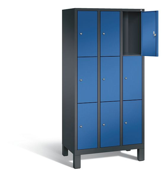 C+P Schließfachschrank Evolo, H1850xB900xT500mm, Farbe: Schwarzgrau / Enzianblau, 48010-303 S10097
