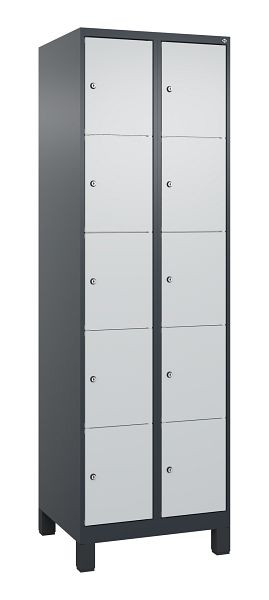 C+P Schließfachschrank Classic PLUS, Füße, 2 Abteile, 1950x600x500mm, 7016/7035, 080010-205 S10013