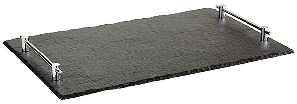 APS GN 1/1 Naturschieferplatte, 53 x 32,5 cm, Höhe: 6 cm, Materialstärke 7-9 mm, verchromte Griffe, mit verschraubten Distanzstücken, 00966