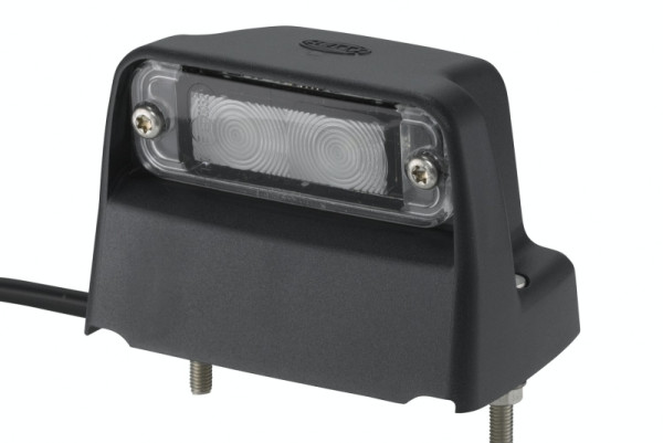 HELLA Kennzeichenleuchte, LED, 24/12V, Anbau/geschraubt, Lichtscheibenfarbe: glasklar, Kabel: 500mm, Stecker: QUICK LINK, außen, 2KA 012 271-041