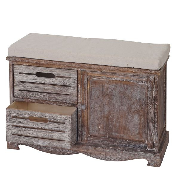 Mendler Sitzbank HWC-J22, Bank Kommode, Shabby-Look Vintage 49x71x32cm braun, 50475
