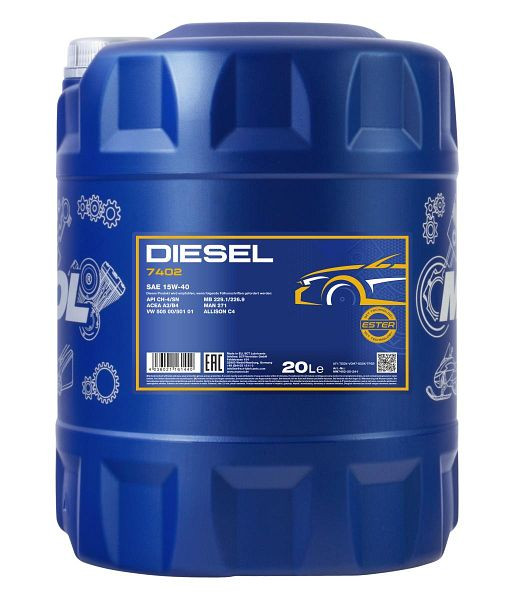 MANNOL Economy-Class-Motoröl 7402 Diesel 15W-40, VE: 20 l, MN7402-20