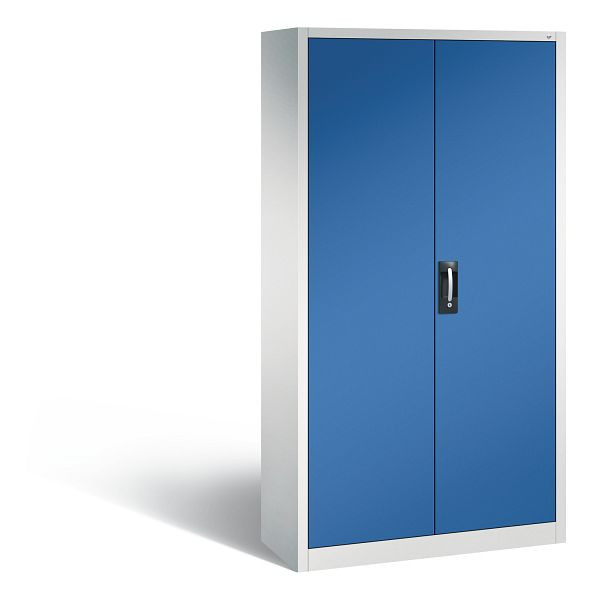 C+P Magazinschrank Serie 13, H1980xB1000xT420mm, Farbe: Lichtgrau / Enzianblau, Muldengriff, 133144A24 S10005