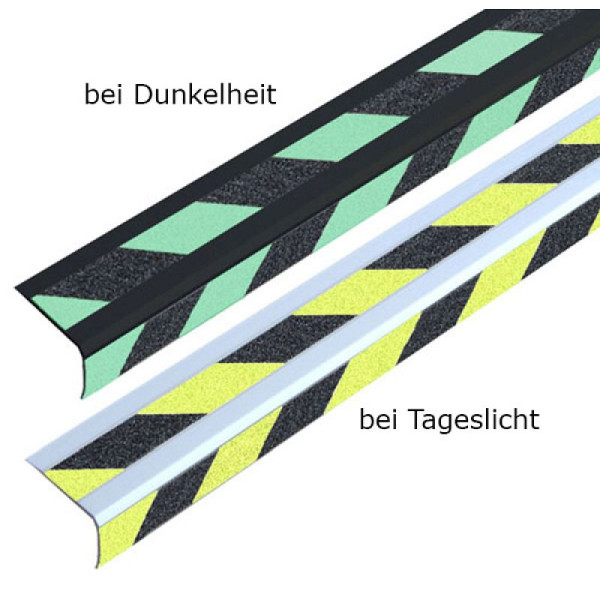 Stein HGS Antirutsch-Treppenkantenprofil -Universal Double-, zum Verschrauben / schwarz-gelb, nachleuchtend und tagesfluoreszierend, dm3036