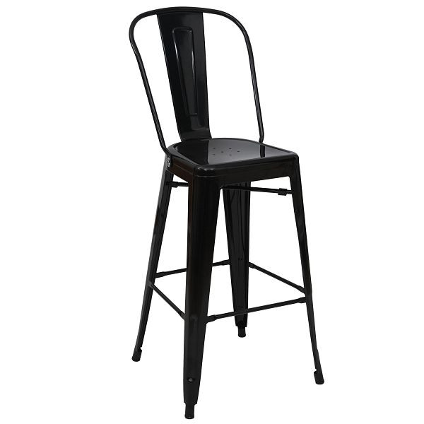 Mendler Barhocker HWC-A73, Barstuhl Tresenhocker mit Lehne, Metall Industriedesign, schwarz, 59866