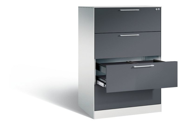 C+P Hängeregistraturschrank Asisto, H1310xB800xT600mm, Farbe: Lichtgrau / Schwarzgrau, Bügelgriff, 146223-412 S10153