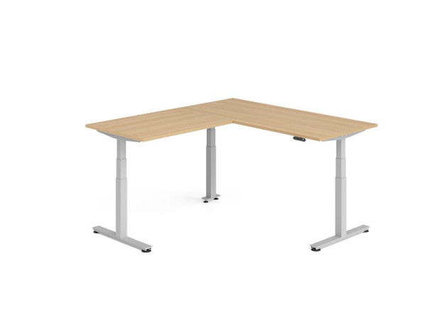 Hammerbacher Sitz-Steh-Winkeltisch 200x180cm Eiche/Silber, VXDSMW1912/E/S