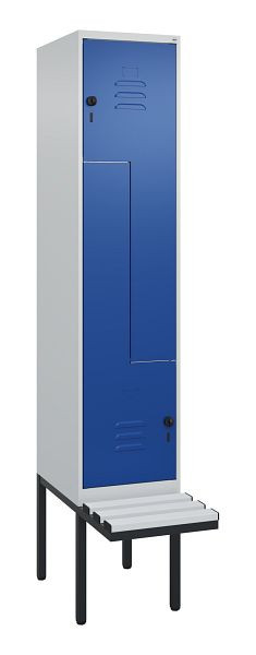 C+P Z-Spind Classic PLUS, Bank, 2 Abteile, 2120x400x815mm, 7035/5010, Drehriegel, 0800437-122 S10033