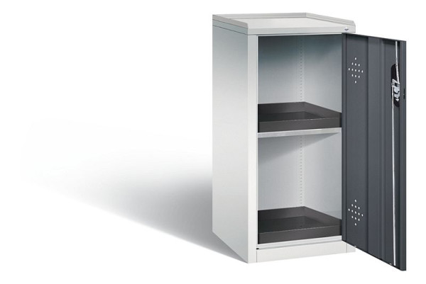 C+P Umweltschrank Acurado, H1000xB502xT500mm, Farbe: Lichtgrau / Schwarzgrau, Muldengriff, 8721-316 S10050
