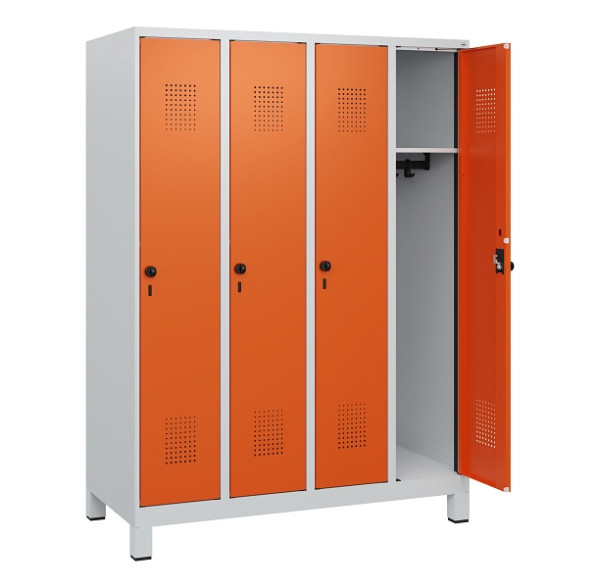 C+P Spind Evolo PLUS, Füße, 4 Abteile, 1630x1200x500mm, 7035/2004, Drehriegel, 0490105-40 S10002