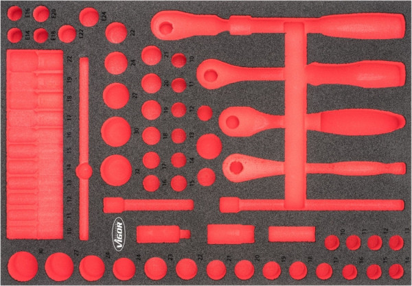 VIGOR 2-Komponenten Weichschaum-Einlagen, Einlagenmaß / Schubladengröße: L (563 x 393 x 35 mm), Verwendung: V6822, V6822-L