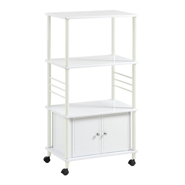 SoBuy Küchenwagen mit 3 Ablagen und 2 Türen Weiß 60x40x114 cm, Funktional, FRG12-W