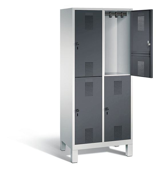 C+P Spind doppelstöckig Evolo, H1850xB810xT500mm, Farbe: Lichtgrau / Schwarzgrau, 48310-22 S10131