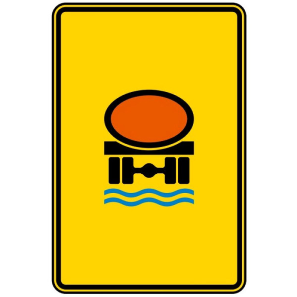 Stein HGS Vorwegweiser für Fahrzeuge mit wassergefährdender Ladung, ohne Pfeilsymbol Nr. 442-52, 900x600mm /RA1/Flachform 2mm, 442-52-211
