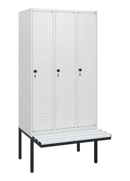 C+P Umkleidespind Classic PLUS, 3 Abteile, 1950x900x815mm, 9016/9016, Drehriegel, 0800405-30 S10044