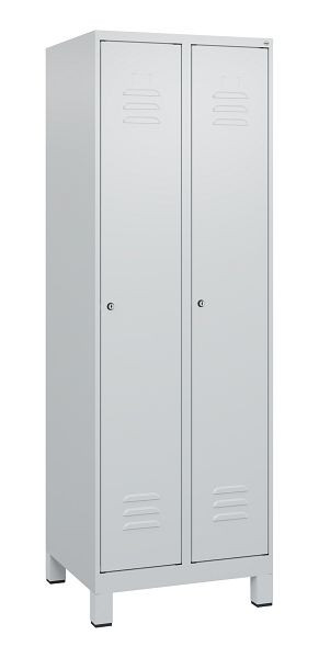 C+P Umkleidespind Classic PLUS mit Mitteltrennwand, Füße, 2 Abteile, 1800x600x500mm, 7035/7035, Zylinderschlösser, 0800107-20F S10024