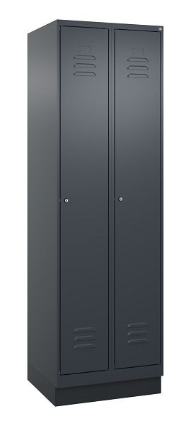 C+P Umkleidespind Classic PLUS, Sockel, 2 Abteile, 1950x600x500mm, 7016/7016, Zylinderschlösser, 080020-20 S10027