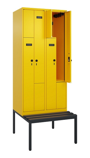 C+P Z-Spind Evolo PLUS, Bank, 4 Fächer, 2120x800x815mm, 1023/1023, Drehriegel, Sitzfläche Kunststoff, Sitzbank, 0490537-224 S10079
