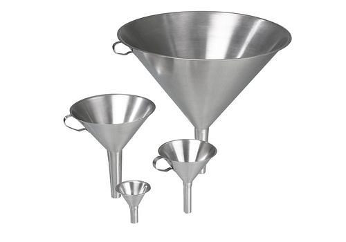 DENIOS Trichter aus Edelstahl 1.4301, Außen-Ø 150 mm, VE: 5 Stück, 281776