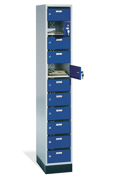 C+P Verteilerschrank Intro, H1950xB320xT490mm, Farbe: Lichtgrau / Enzianblau, 8170-111 S10002