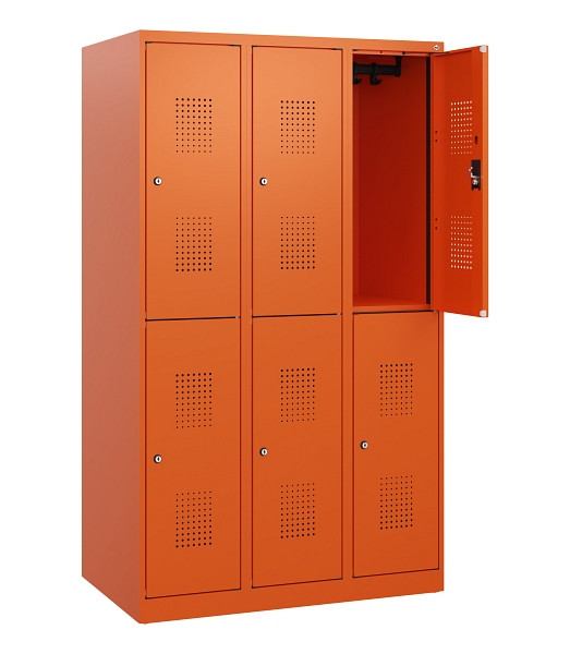 C+P Doppelstöckiger Spind Evolo PLUS, 6 Fächer, 1530x900x500mm, 2004/2004, Zylinderschloss, 0493005-30 S10069