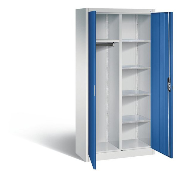 C+P Akten-/Garderobenschrank Acurado, H1950xB930xT400mm, Farbe: Lichtgrau / Enzianblau, Muldengriff, 8920-312 S10154