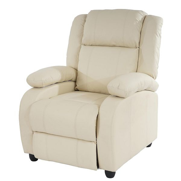 Mendler Fernsehsessel Relaxsessel Liege Sessel Lincoln, Kunstleder, creme, 31577