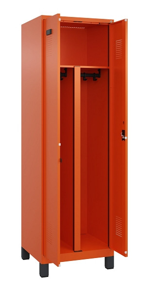 C+P PSA Schwarz-Weiß-Spind Evolo PLUS, mit Füßen, 2 Abteile, 1950x600x500mm, 20, Zylinderschloss, 049012-20P S10050