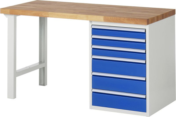 RAU Werkbank Serie 7000 - Modell 7515, B1500 x T700 x H890 mm, Systemunterbau B1500 x T650 x H850 mm, 03-7515A1-157B4M.11