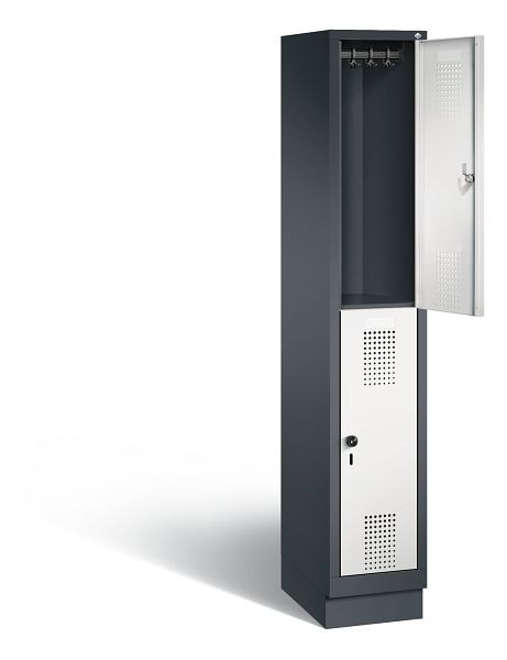 C+P Spind doppelstöckig Evolo, H1800xB320xT500mm, Farbe: Schwarzgrau / Lichtgrau, 48320-10 S10033