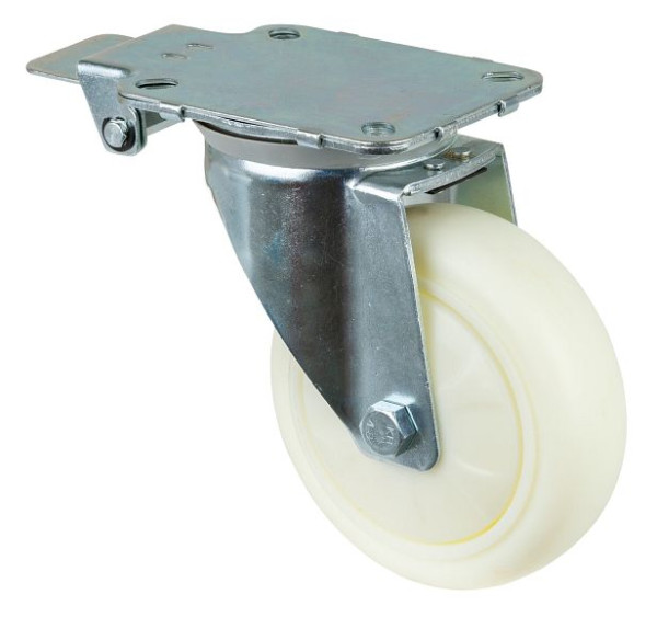 BS Rollen Lenkrolle mit Zentralfeststeller, Kunststoffrad, Kugellager, Platte, Durchmesser: 150 mm, L440.B15.151