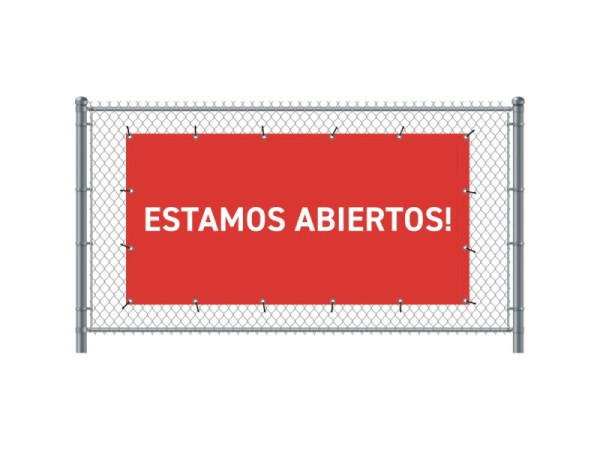 Showdown Displays Zaun-Banner 200 x 100 cm Geöffnet Spanisch Rot, FBG200-100-I701