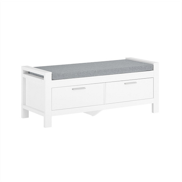 SoBuy Schuhbank mit 2 Schubladen Weiß 100x40x40 cm, Modern, FSR74-W