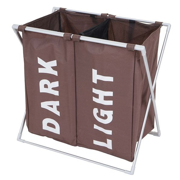 Mendler Wäschesammler HWC-C36, Laundry Wäschesortierer Wäschekorb, 2 Fächer klappbar 58x59x37cm 127l, braun, 61251