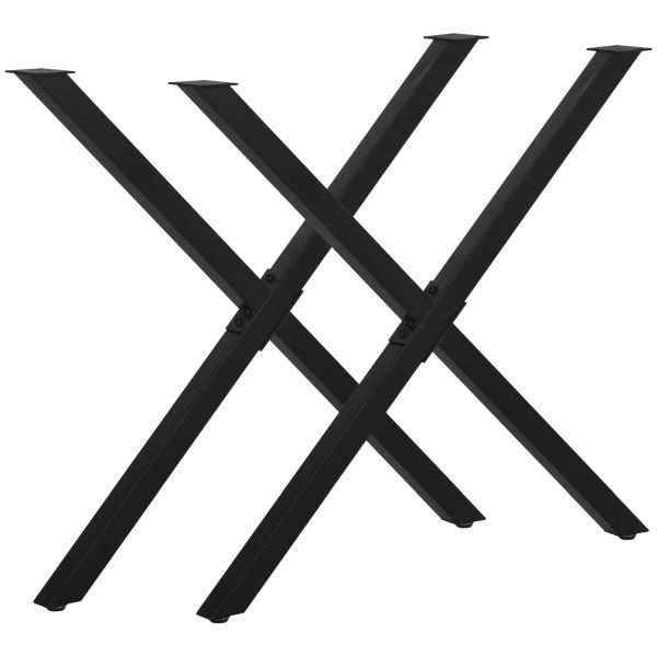 HOMCOM 2 Stück Stahl Tischbeine Tischfüße 72 cm Tischgestell in X-Form Schwarz, B82-002