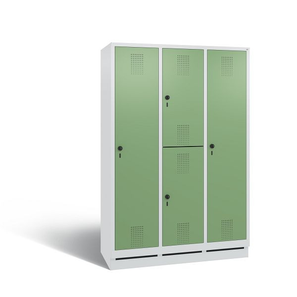 C+P Spind Evolo, 3 Abteile, H1800xB1200xT500 mm, Grau/Resedagrün, 48620-32 S10051