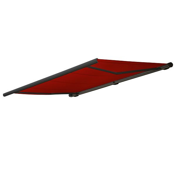 Mendler Elektrische Kassettenmarkise T124, Markise Vollkassette 5x3m, Acryl bordeaux-rot, Rahmen anthrazit, 76482+58312