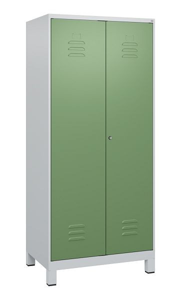 C+P Umkleidespind Classic PLUS SW, Füße, 2 Abteile, 1800x800x500mm, 7035/6011, Zylinderschloss, 0800127-22 S10021