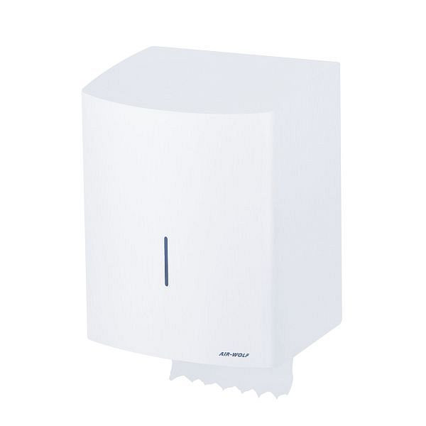 Air Wolf Rollenhandtuchspender selbstschneidend, Serie Alpha, H x B x T: 383 x 306 x 236 mm, Edelstahl weiß, 60-153