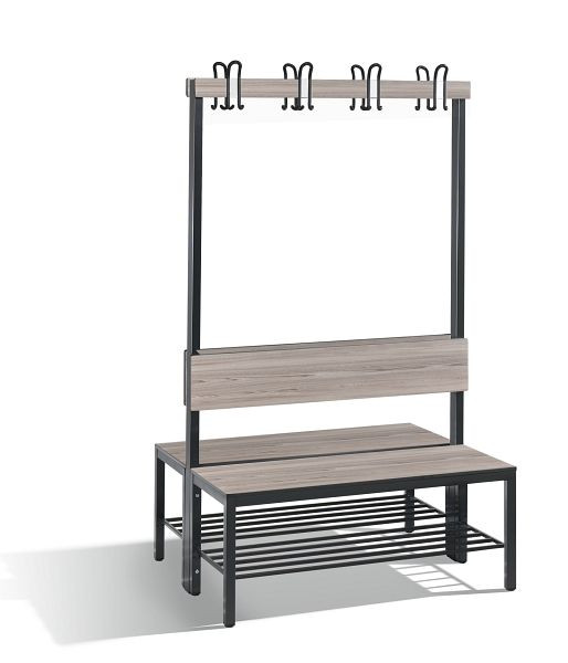 C+P Doppelseitige Garderobenbank mit Rückenlehne, Basic Plus, H1650xB1000xT760mm, 8060-210 S10005
