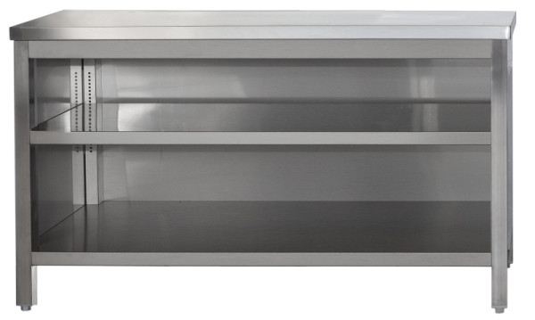 A&S Gastro Edelstahl Arbeitsschrank offen mit höhenverstellbaren Zwischenboden, Tiefe 800mm, AISI 304, 400 x 800 x 850 mm, ARSO048