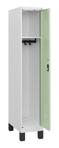 C+P Spind Evolo PLUS, Füße, 1 Abteil, 1630x300x500mm, 9016/6019, Zylinderschloss, 0490105-10 S10046