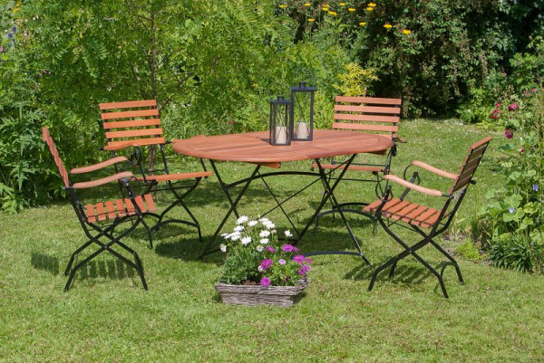 Merxx Schlossgarten Set 5-teilig, 4 Schlossgarten Klappsessel, 1 Schlossgarten Klapptisch, oval, 140 x 90 cm, 50137-217