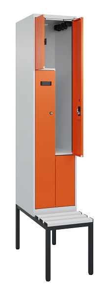 C+P Z-Spind Evolo PLUS, Bank, 2 Fächer, 2120x400x815mm, 7035/2004, Zylinderschloss, Sitzfläche Kunststoff, Sitzbank, 0490537-122 S10078
