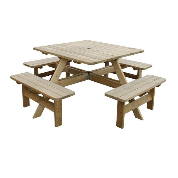 Rowlinson Quadratischer Picknicktisch aus Holz, 1980 mm, Platz für bis zu acht Personen, CG096