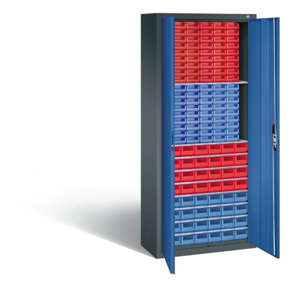 C+P Magazinschrank Serie 13, H1690xB700xT300mm, Farbe: Anthrazitgrau / Enzianblau, Muldengriff, 133413-24 S10071