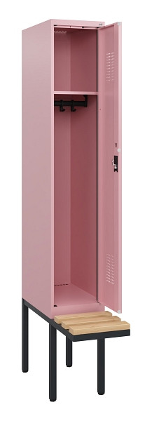 C+P Spind Evolo PLUS, 1 Abteil, 1950x300x815mm, 3015/3015, Zylinderschloss, Sitzfläche Holz, 0490405-10 S10051